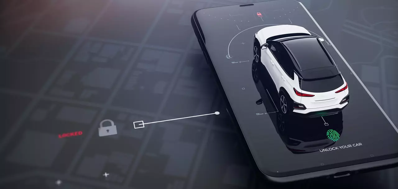 Car on top of a smartphone