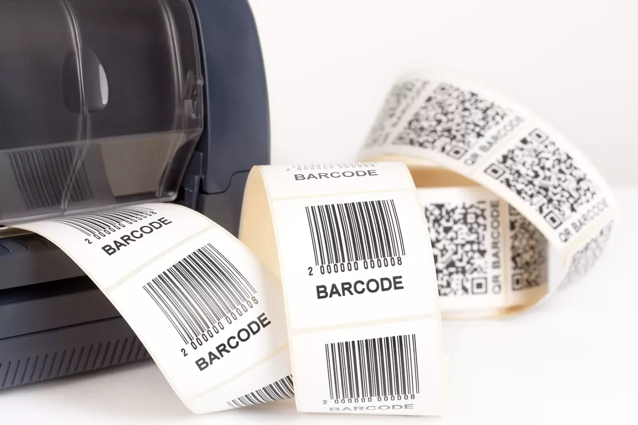 Barcode label printer printing labels 